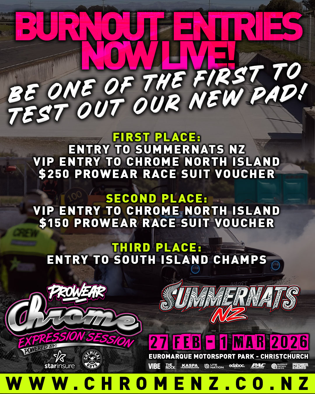 Chrome CHCH Burnout Only Entries Now Live!
