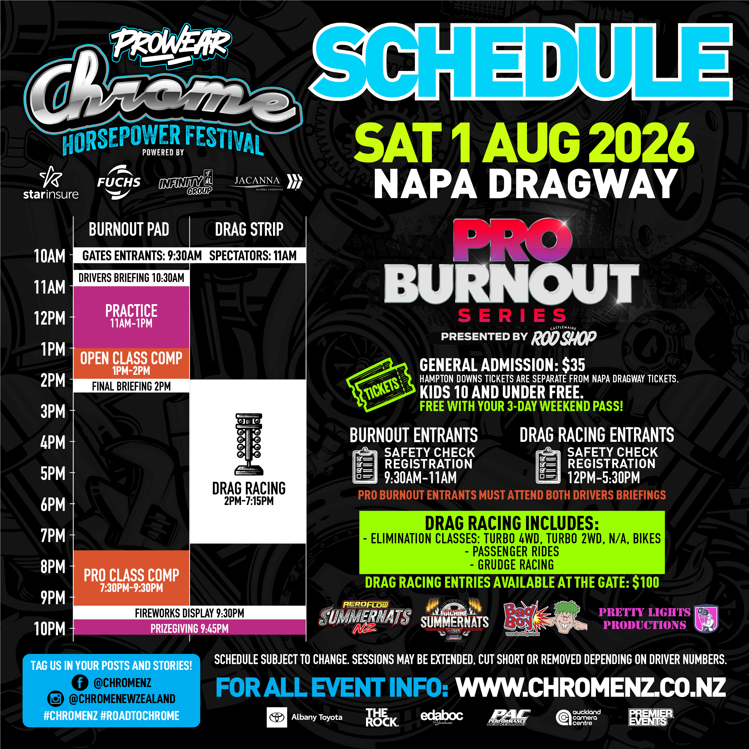 chromehd26 schedule sat napa